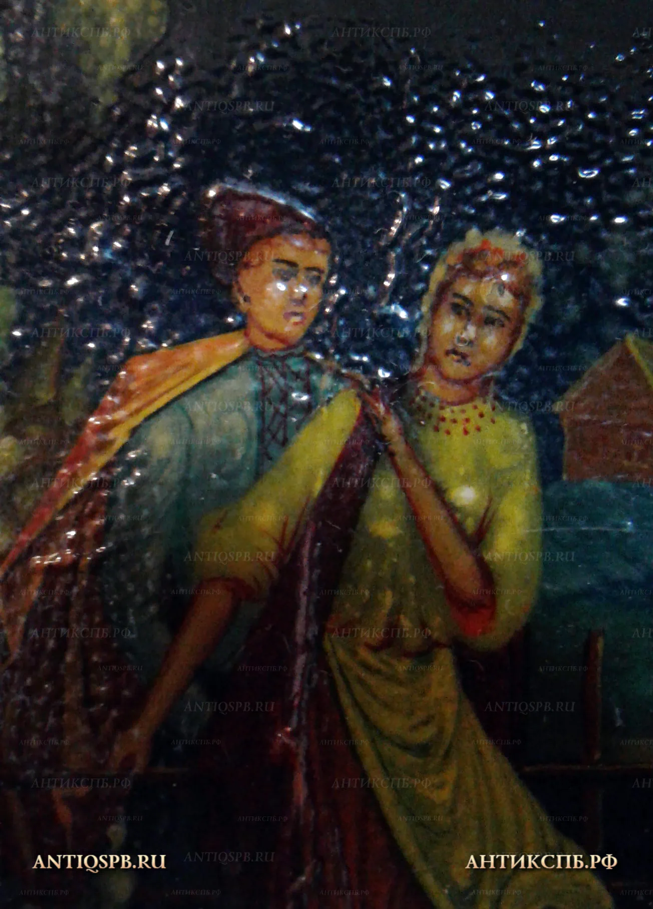 Шкатулка лаковая миниатюра "Майская ночь". Холуй. Роспись: А. Мухин. СССР. Сер. ХХ века. №21567